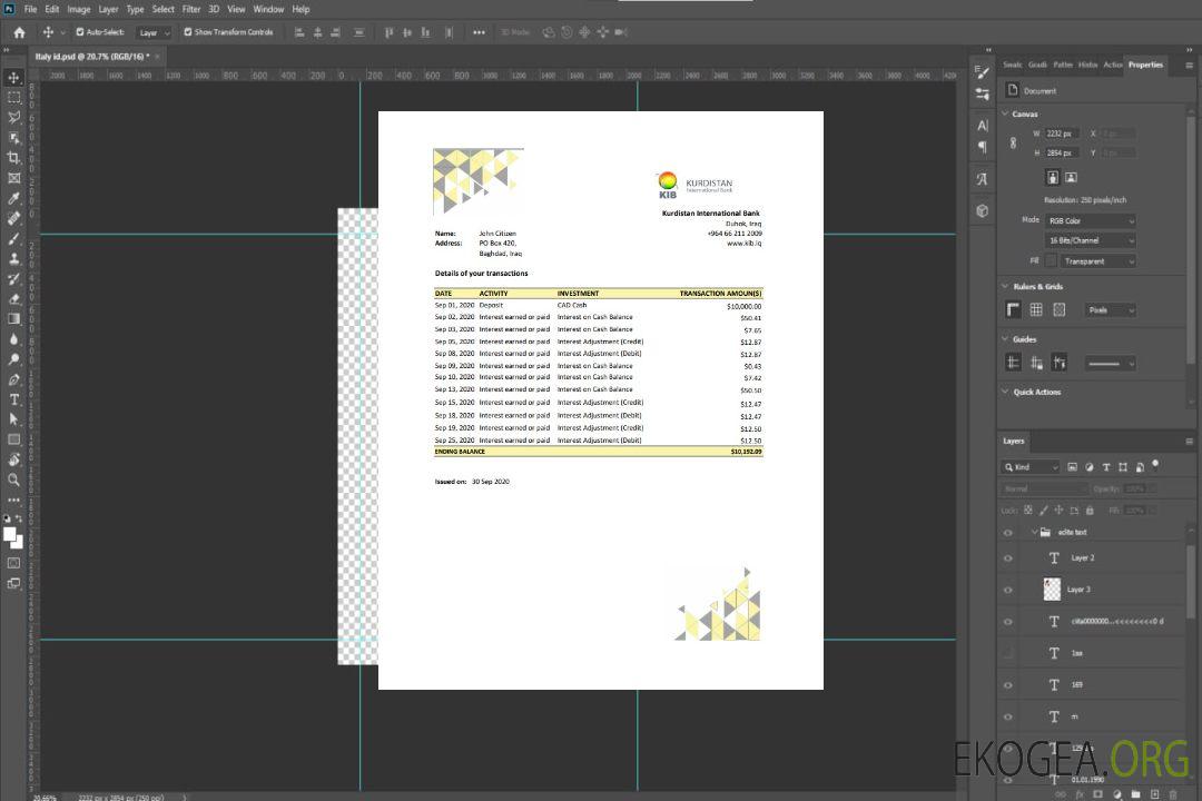 Modèle de justificatif de domicile de la Banque internationale du Kurdistan d'Irak au format Excel et PDF template